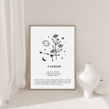 She Is Cancer Personalised Zodiac Print, 3 of 4