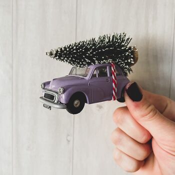 Purple Morris Minor With Christmas Tree, 2 of 2