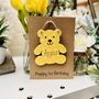 Personalised 1st Birthday Teddy Wooden Keepsake Card, thumbnail 1 of 8