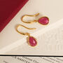 Ruby Quartz Hook Earrings In 18ct Gold Vermeil Plated, thumbnail 1 of 4