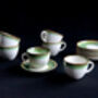 Green Set Of Six Handmade Porcelain Tea Cup With Saucer, thumbnail 1 of 12