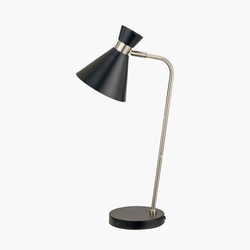 Black And Brushed Silver Metal Table Lamp, 2 of 8