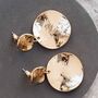 Hammered Gold Colour Double Disc Drop Earrings, thumbnail 1 of 6