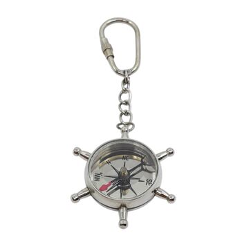 Chrome Ship Wheel Compass Keyring, 7 of 7