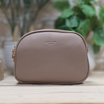 Triple Zip Cross Body Bag In Khaki, 2 of 4