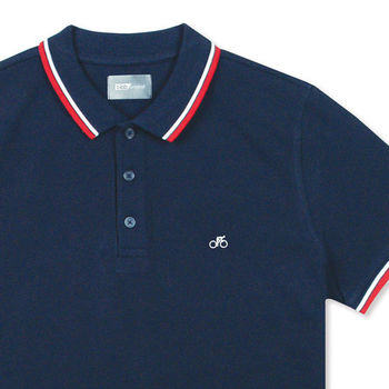 Men's Velo Polo Organic Navy Polo Shirt By T-lab | notonthehighstreet.com