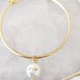 Adjustable Gold Plated Pearl Charm Bangle, thumbnail 5 of 5