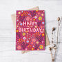 Floral Birthday Card For Women, Dark Pink Flowers, For Her, thumbnail 2 of 2