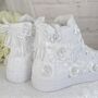 Luxury Bridal Embroidered High Top Trainers Sneakers, thumbnail 9 of 9
