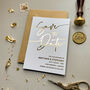 Personalised White Card Gold Foil Wedding Save The Date, thumbnail 4 of 8