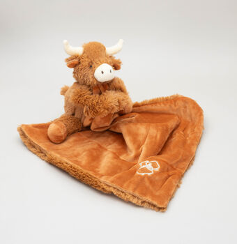 Longhorn Highland Cow Toy Soother And Rattle Gift Set, 9 of 11