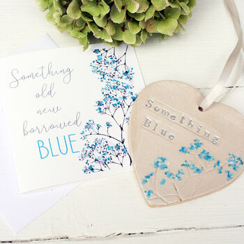 Floral Something Blue Hanging Heart, 3 of 6