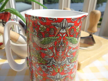 Medium China Jug In Red Strawberry Thief Design, 4 of 5
