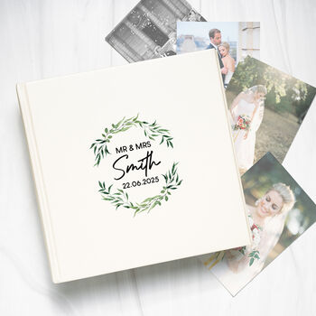 Personalised Ivory Mr And Mrs Wreath Photo Album, 4 of 5