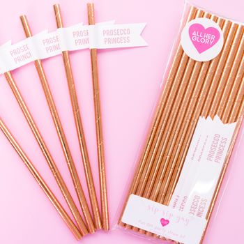 Rose Gold Party Straws With Flags, 5 of 6