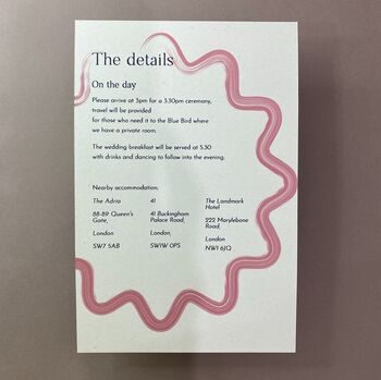 Modern, Wavy Bordered Invitation Suite In Pink And Red, 5 of 8