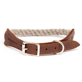 Natural British Wool Rope And Leather Dog Collar, 5 of 7