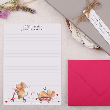 A5 Personalised Letter Writing Paper With Scooting Mice, 3 of 4