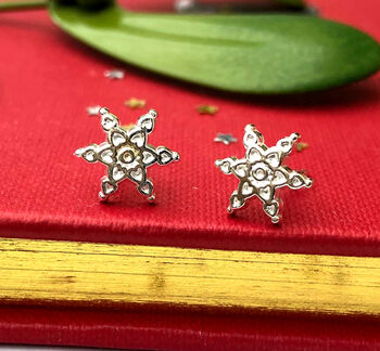 Sterling Silver Snowflake Earrings, 2 of 12