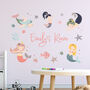 Personalised Mermaid Ocean Wall Sticker For Kids Room, thumbnail 1 of 2