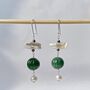 Gemstone Olive Green Pearl And Marcasite Earrings, thumbnail 2 of 2