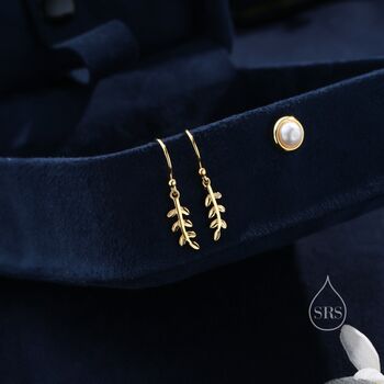 Olive Leaf Dangle Earrings In Sterling Silver, 2 of 9