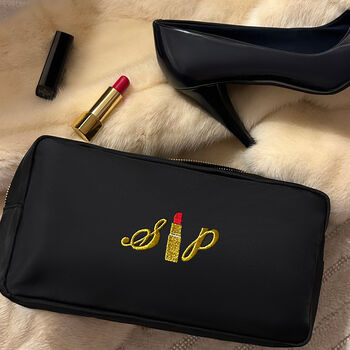 Personalised Lipstick Embroidered Monogrammed Bag, 8 of 8