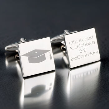 Personalised Graduation Square Cufflinks, 2 of 7