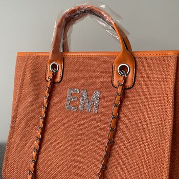 Personalised Coral Large Chain Tote Shoulder Bag, 3 of 8