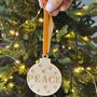 Peace Christmas Wooden Hanging Decoration, thumbnail 2 of 3