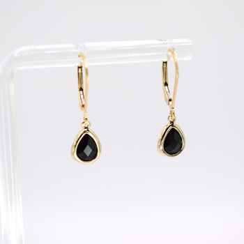 Black Teardrop Leverback Earrings, 3 of 6