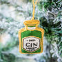 Gin Bottle Embroidered Christmas Decoration, thumbnail 3 of 4