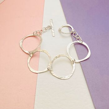 Graduated Circle Links Statement Sterling Silver Necklace, 2 of 5