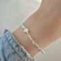 Sterling Silver April Crystal Gemstone Beaded Bracelet: April Birthstone Personalised Initial Heart, thumbnail 4 of 7