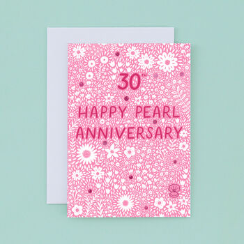 Pearl Floral 30th Anniversary Card, 2 of 2