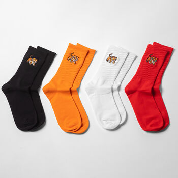 Embroidered Tiger Socks Unisex Crew Fit, 5 of 6