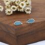 Mismatched Enamel Oak And Beech Leaf Stud Earrings In Sterling Silver, thumbnail 3 of 9