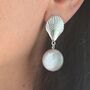 Statement Shell Coin Pearl Drop Earrings, thumbnail 3 of 4
