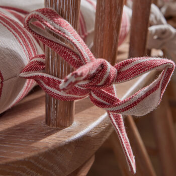 Cranberry Red Striped Seat Pads, 6 of 6