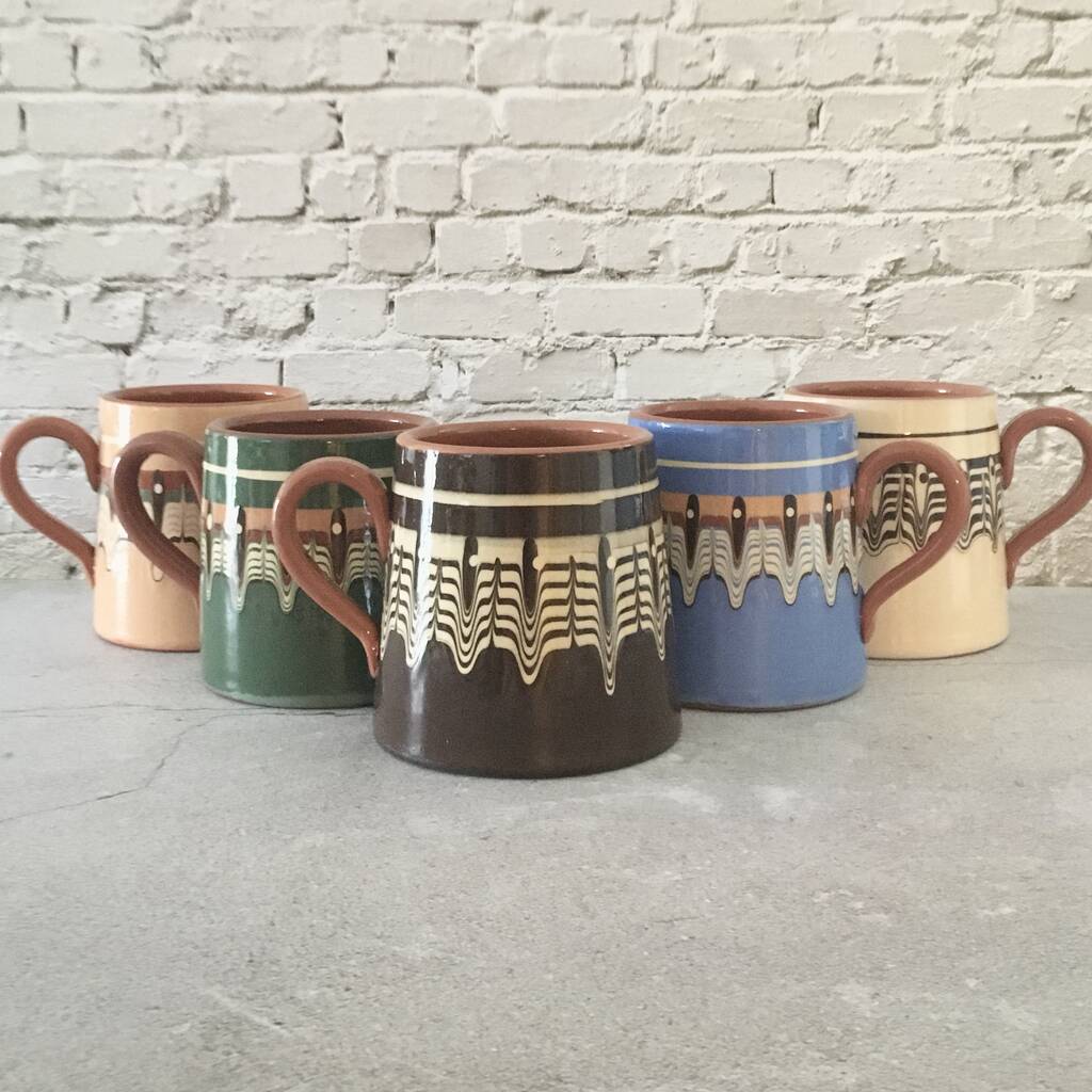 Set Of Colourful Ceramic Beer Tankards. Set Of Mugs By The Tottem