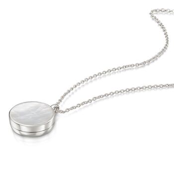 Mother Of Pearl Modern Round Locket Sterling Silver, 3 of 10