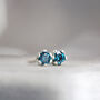 Tiny Blue Diamond Stud Earrings, thumbnail 3 of 9
