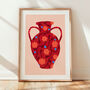 Patterned Red Vase Art Print, thumbnail 1 of 5