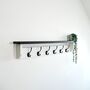 White Coat Rack With Black Shelf 10cm Deep, Shelf With Hooks, Black Hooks, Silver Hooks, Bronze, Copper, Chrome Hooks, Brass Hooks, thumbnail 1 of 10