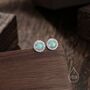 Tiny Aqua Green Opal Cz Halo Stud Earrings, thumbnail 1 of 11