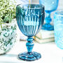 Sapphire Blue Footed Glass Wine Goblets, thumbnail 2 of 4