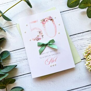 Personalised 50th Birthday Card In Pink, 4 of 11