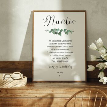 Auntie Birthday Gift Personalised Aunt Poem, 3 of 6