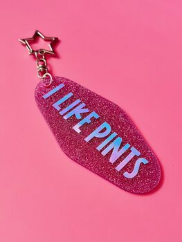 The Sparkly 'I Like Pints' Motel Keyring / Beer Lover Gift For Her / Pub Lover Gift, 3 of 7