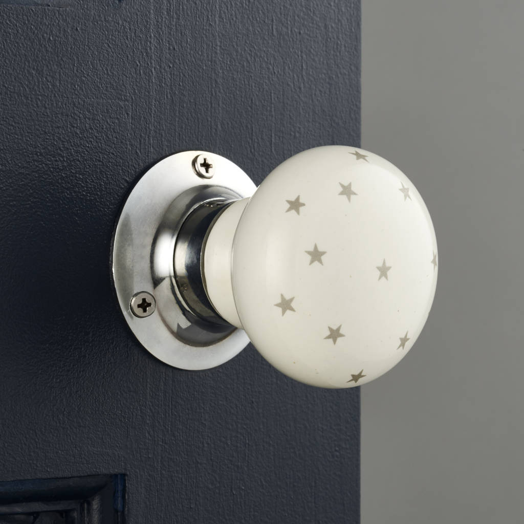 White Grey Stars Internal Turning Mortice Door Knobs By Pushka Home